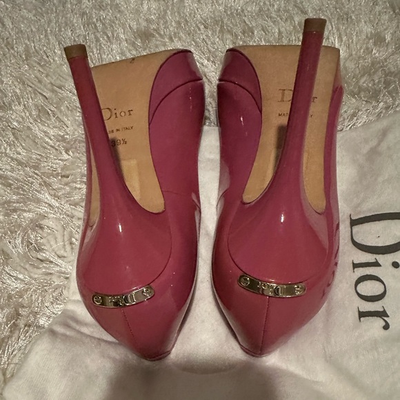 Dior Pink Patent Leather Peep Toe Pumps Size 39.5 - Picture 3 of 8